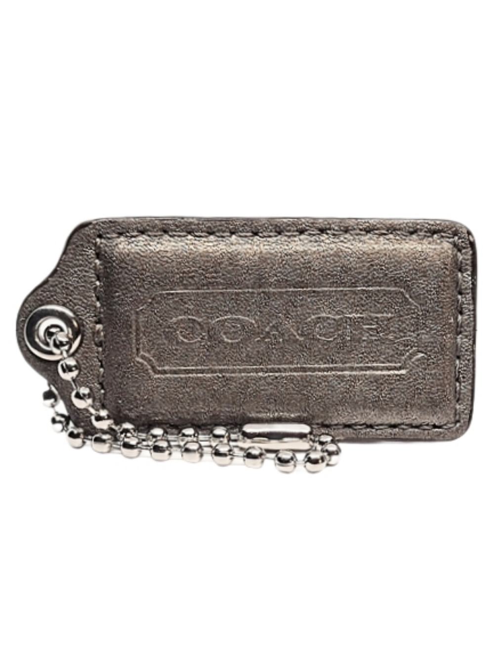 🤎 2.5" Y2K Coach Metallic Bronze Leather Hang Tag Bag Fob Charm Keychain Rare - Picture 2 of 5